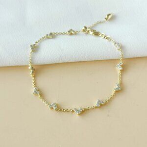 NEW Kendra Scott Haven Heart Gold White Crystal Chain Bracelet